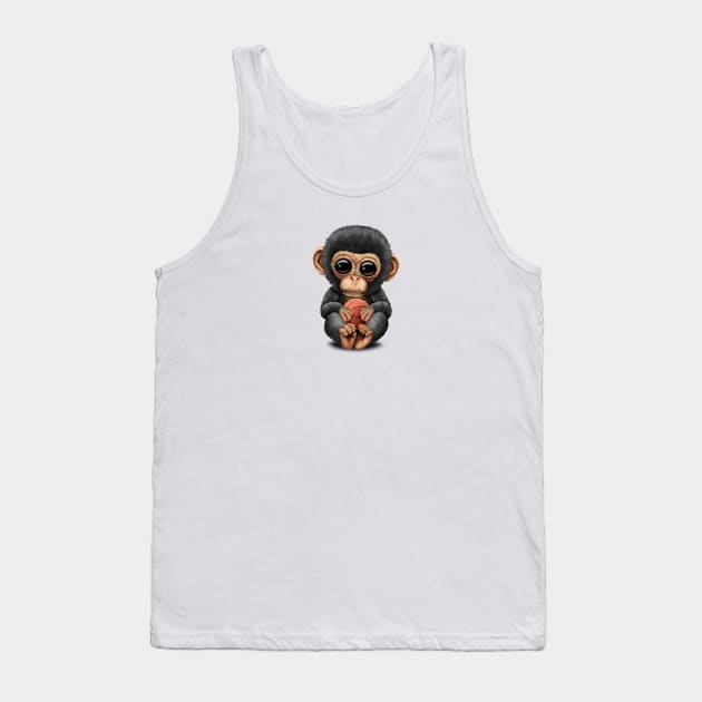 Cute Baby Chimp Playing With Basketball Tank Top by jeffbartels